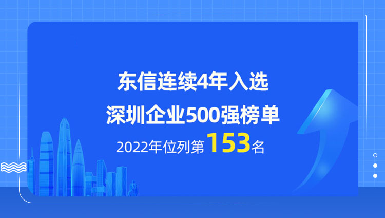 「2022深圳企业500强」榜单发布，东信连续4年上榜！